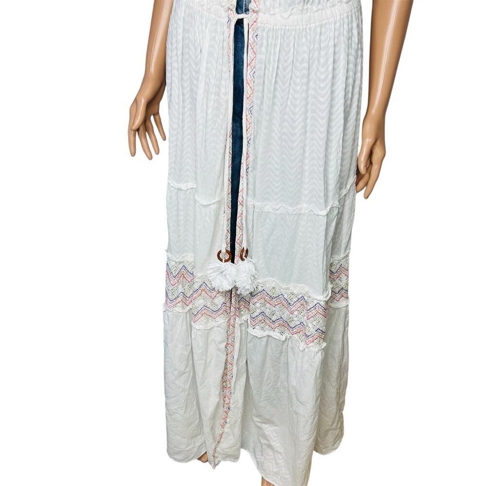 Ramy Brook Paloma Chevron Coverup dress Long embroidered white - Picture 6 of 11
